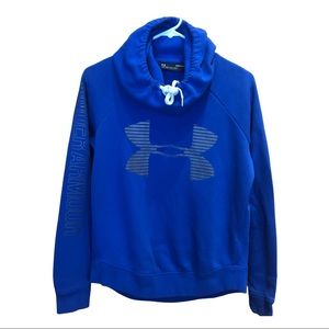 Under Armour Mens Small Spell out Sleeve Large Logo Front Loose Fit Hoodie Hood